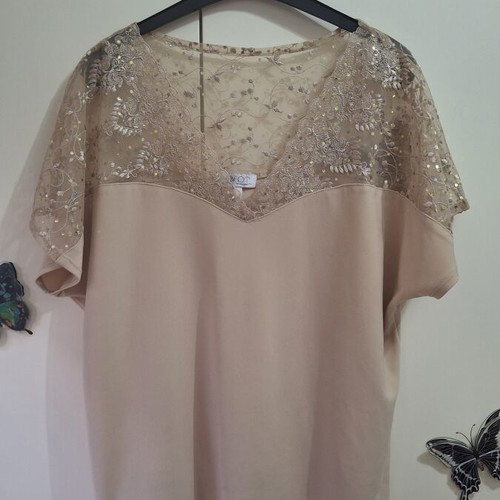 Beige top with lace Flirt by Fani Tsakiri, like new, size L/XL