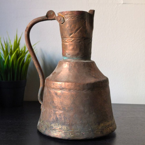 Antique Copper Gkiumi Traditional Bakiri Pitcher Vintage Decorative 25cm
