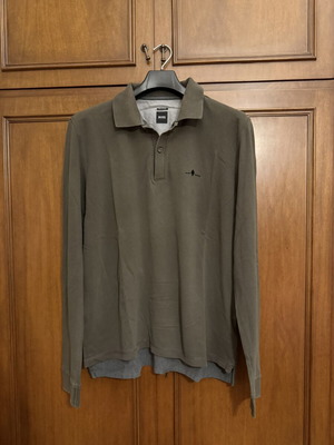 HUGO BOSS men's long-sleeve polo Pima Cotton khaki