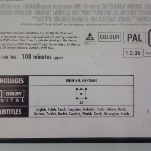 Crazy in Alabama DVD used with subtitles