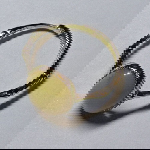 Δαχτυλίδι Vintage 925 Sterling Silver με Κίτρινο Χαλκηδόνιο, Επιχρυσωμένο, Ρυθμιζόμενο, Καινούργιο