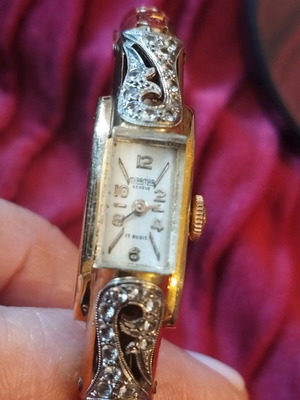 Miramare Geneve gold antique watch 1955 like new with diamonds