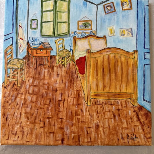 Handmade Canvas Copy of Van Gogh's Bedroom Acrylic Paint