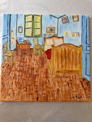 Handmade Canvas Copy of Van Gogh's Bedroom Acrylic Paint