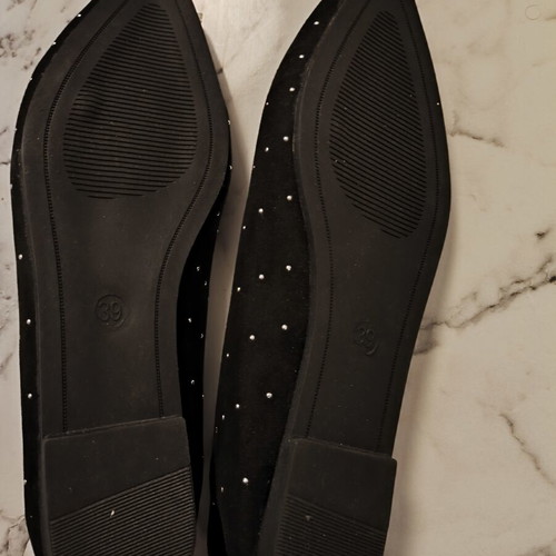 Ballerinas black with rhinestones size 39 new