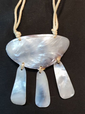 Summer handmade boho necklace like new, white