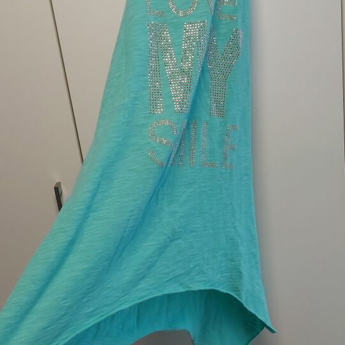 Women's tshirt one size used, turquoise with gold details