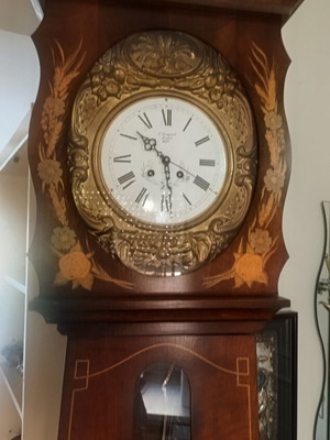 French Comtoise Morbier Grandfather Clock 1871 used, antique