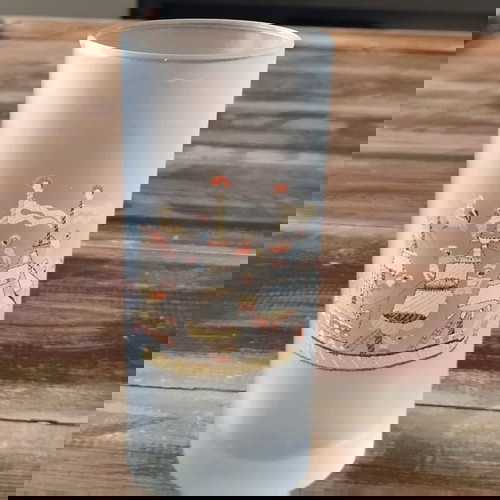 Ποτήρι νερού vintage μεταχειρισμένο με σχέδιο καραβάκι θαμπό