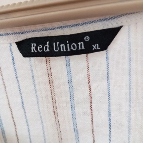 Linen Men's Striped Shirt Red Union (Size XL)