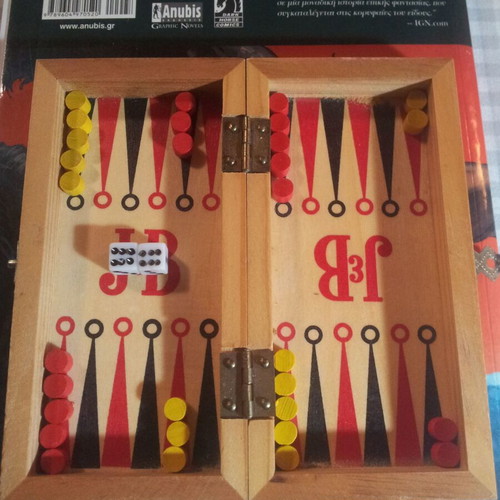 Mini backgammon and chess wooden used