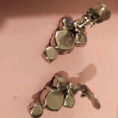 Vintage jewelry set pin and earrings Dec 60 like new with semi-precious stones