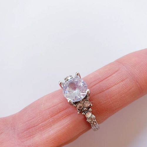 Ring stainless steel 316 with white zircon size 54 like new