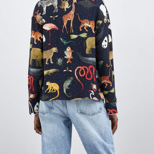 Zara Zoo Collection shirt with animals XS used, blue multicolor