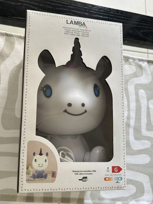 Unicorn night lamp with three brightness levels and USB cable