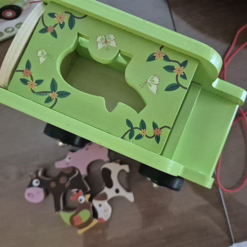 Wooden pull-along toy truck with animals