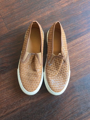 Slip On Sneakers size 37 used, beige and brown knit