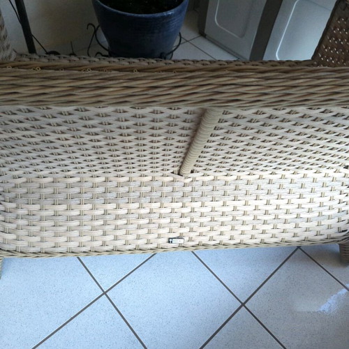 Garden loveseat used without cushions