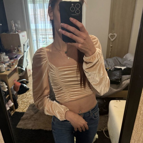 H&M Velvet Off Shoulders Top Pink New