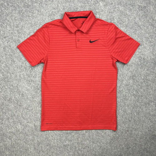 Nike Golf Polo Shirt Mens Small Red Dri Fit Performance Stretch Casual Tennis Athletic Short Sleeve