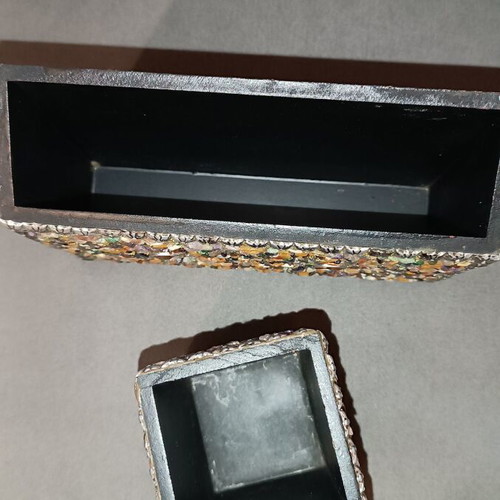 Office organization set like new, wooden with stones and metal decoration