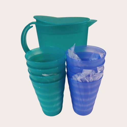 Tupperware set pitcher 2.1L and 8 glasses 500mL new