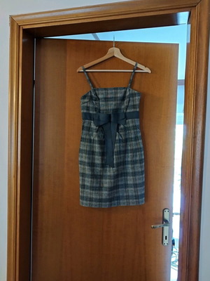 Lynne women's dress plaid S like new, gray and brown
