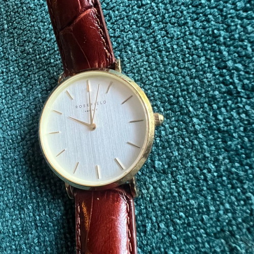 Rosefield women's watch used with brown leather strap