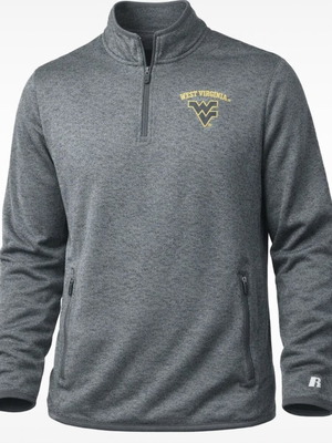 Russell West Virginia Mountaineers fleece 1/4 zip sweatshirt 2XL gray like new