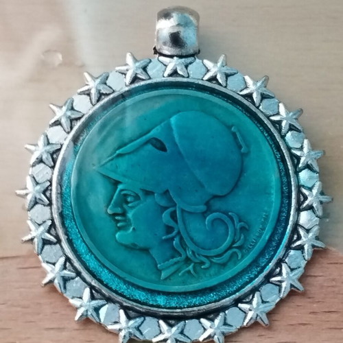 Handmade Silver Pendant with Greek 1 Drachma Coin 1926, New