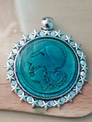 Handmade Silver Pendant with Greek 1 Drachma Coin 1926, New