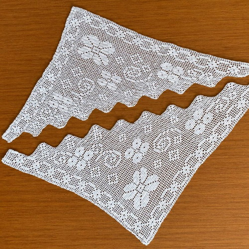 Set of 3 handmade white filet crochet pieces 100% cotton