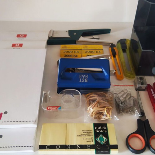 Office supplies and accessories used, set of 19 items