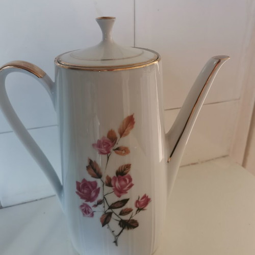 Vintage Bohemia porcelain coffee set with sugar bowl and coffee pot