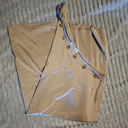 Naiba gold dress like new with one shoulder and decorative strass