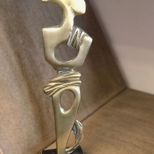 Modern brass sculpture used, abstract female figure 27cm