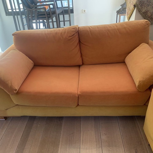 Sofas used, 2-seater and 3-seater fabric upholstery