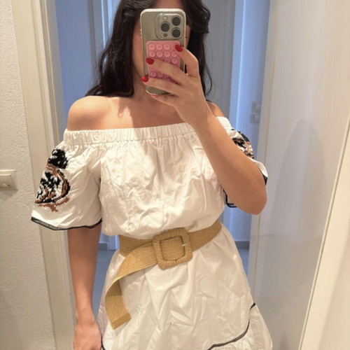 Access dress used, white, with belt, size S