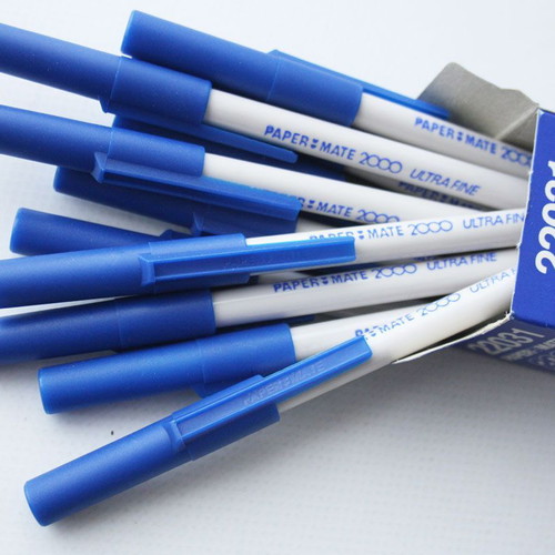 Σετ στυλό Paper Mate 2000, 12 μπλε εξαιρετικά λεπτά, vintage 90s