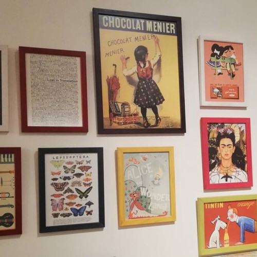 Set of vintage artistic frames with retro cinema and art posters