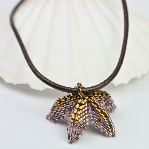 Necklace with unique purple and gold flower custom made