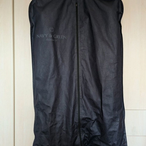 Navy & Green leather men's jacket with detachable hood, like new, medium