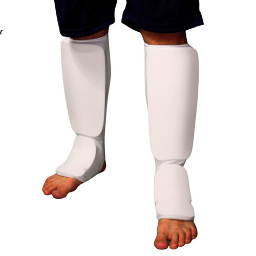 Instep Guard set of 2 white elastic cotton and foam shin protectors S-XL