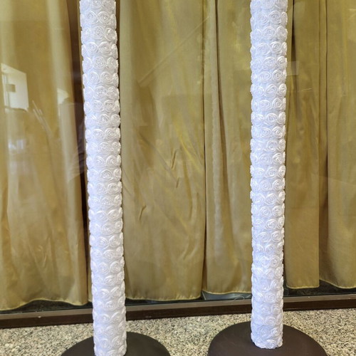 Luxury embossed wedding candles with metal stands new