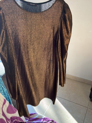 Fullah Sugah Long Brown Glittery Shirt New, Size S