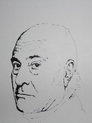 Odysseas Elytis portrait like new in A3 frame 21x30