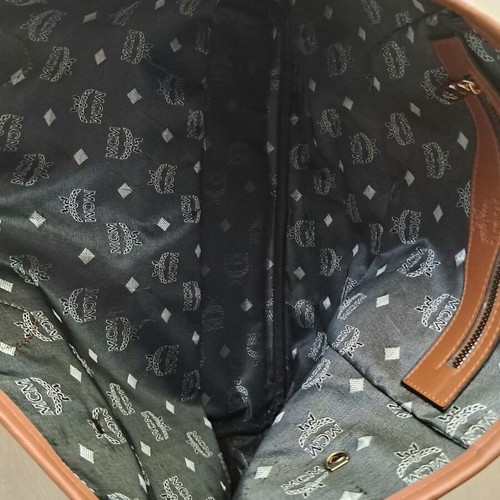 MCM Visetos Dog Bone Shopper Tote used, black and brown