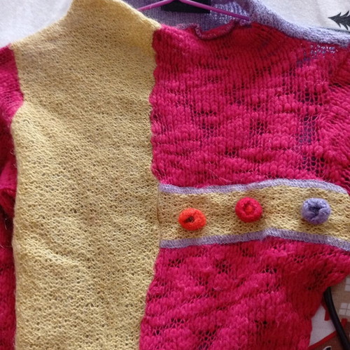 Women's wool and mohair jumper used, size S, multicolored