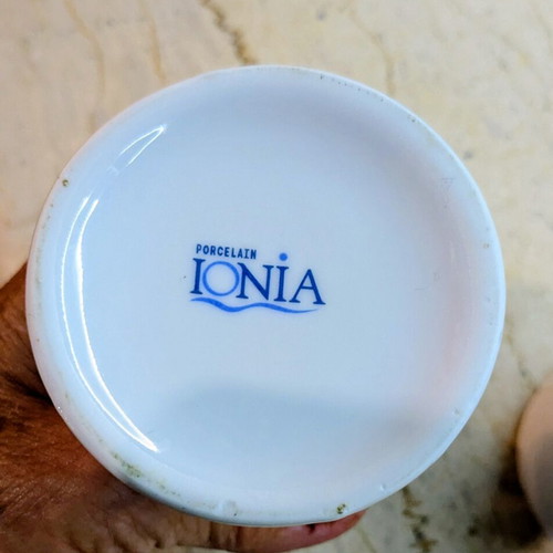 Porcelain Ionia mini vases and candle holders set of 2, like new