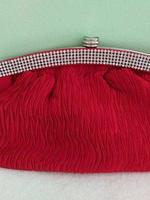 Evening bag new red color with rhinestones